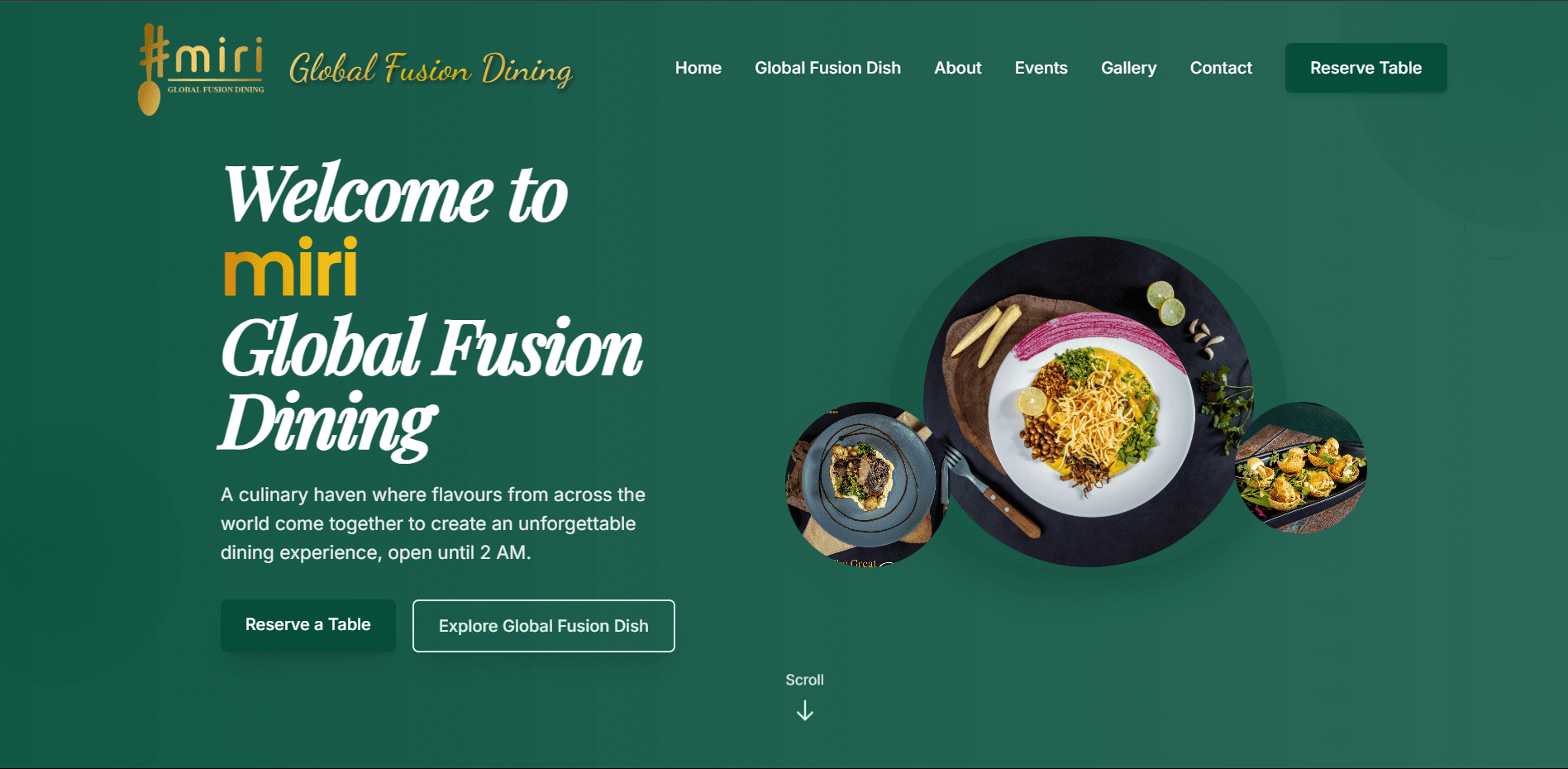 Dine and Restaurants Landing Page